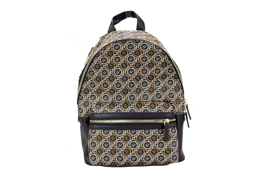 Fashionsarah.com Fashionsarah.com Marc Jacobs Signet Medium Black Logo Printed Leather Shoulder Backpack Bookbag