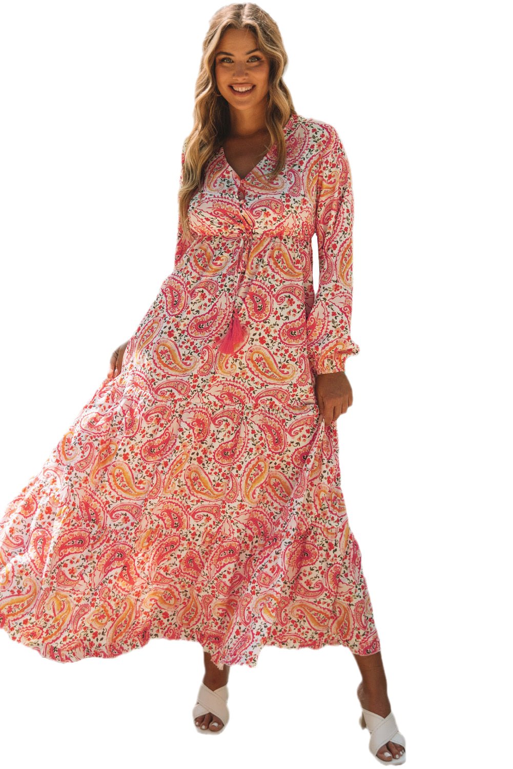 Fashionsarah.com Boho Holiday Paisley Maxi Dress