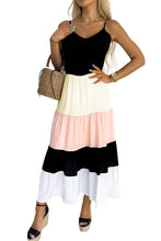 Load image into Gallery viewer, Black Color Block Sleeveless V Neck Long Dress | Fashionsarah.com
