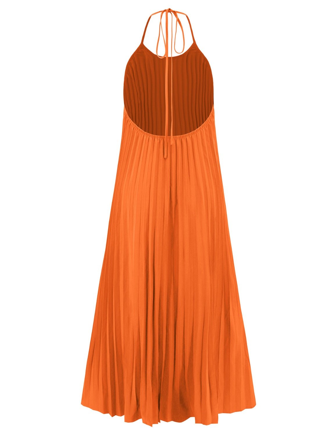 Pleated Halter Neck Sleeveless Dress | Fashionsarah.com