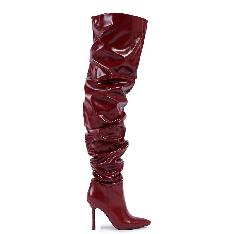 Fashionsarah.com Fashionsarah.com Pleated Patent Leather Boots