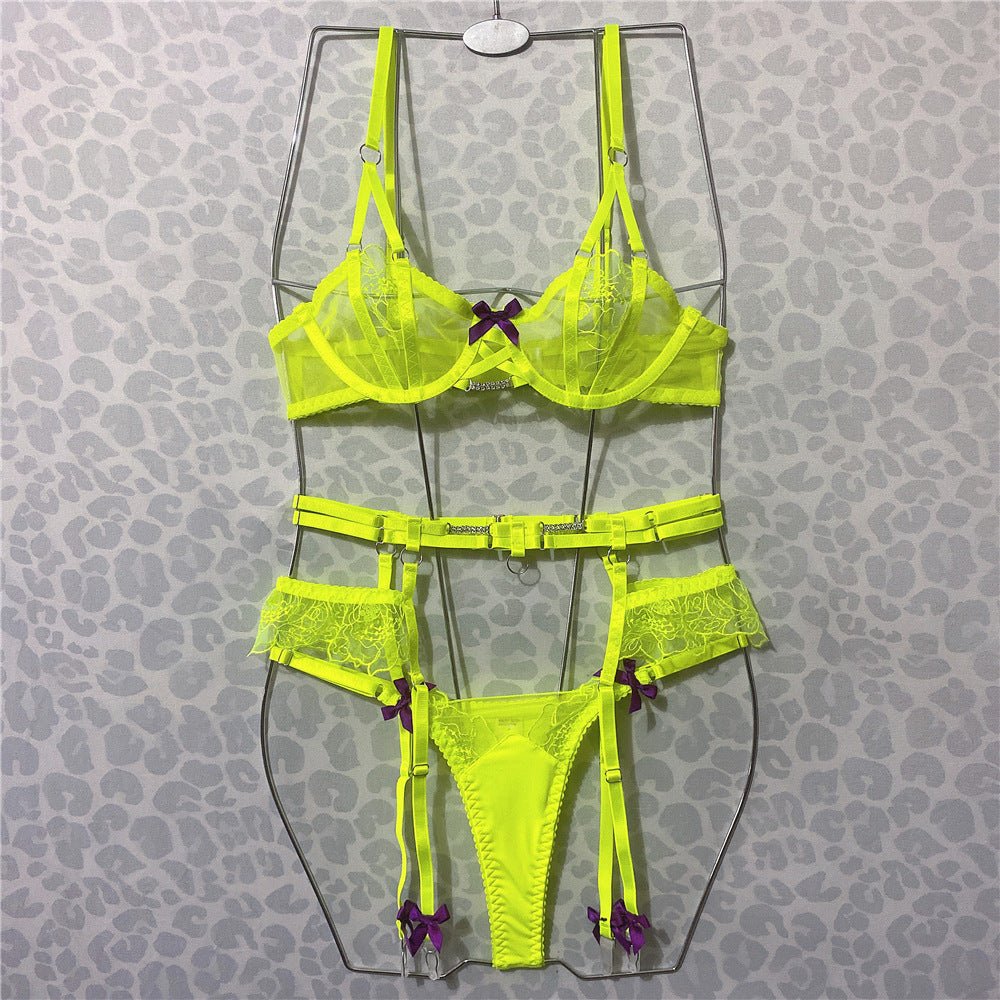 Neon Erotic Lingerie Transparent Lace Bra Kit | Fashionsarah.com