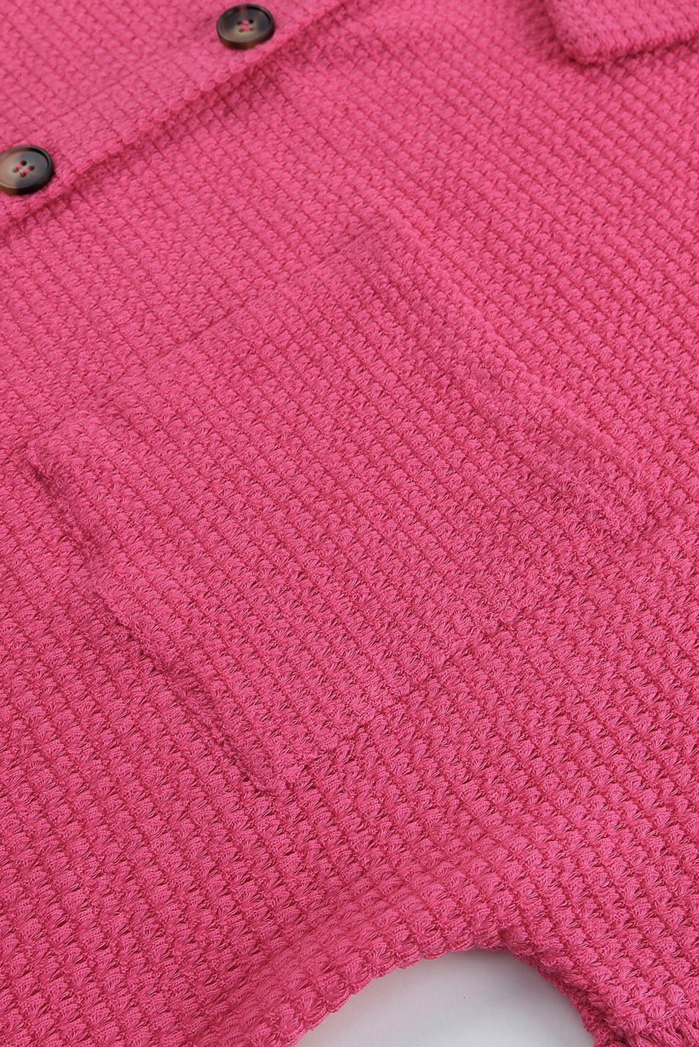 Fashionsarah.com Fashionsarah.com Pink Waffle Knit Button Up Casual Shirt