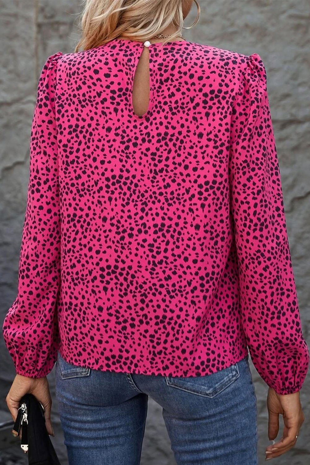 Women Rose Leopard Print Pleated Blouse | Fashionsarah.com