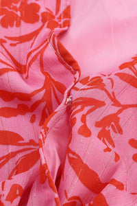 Red Floral Ruffle Layered Puff Sleeve Surplice Dress | Fashionsarah.com