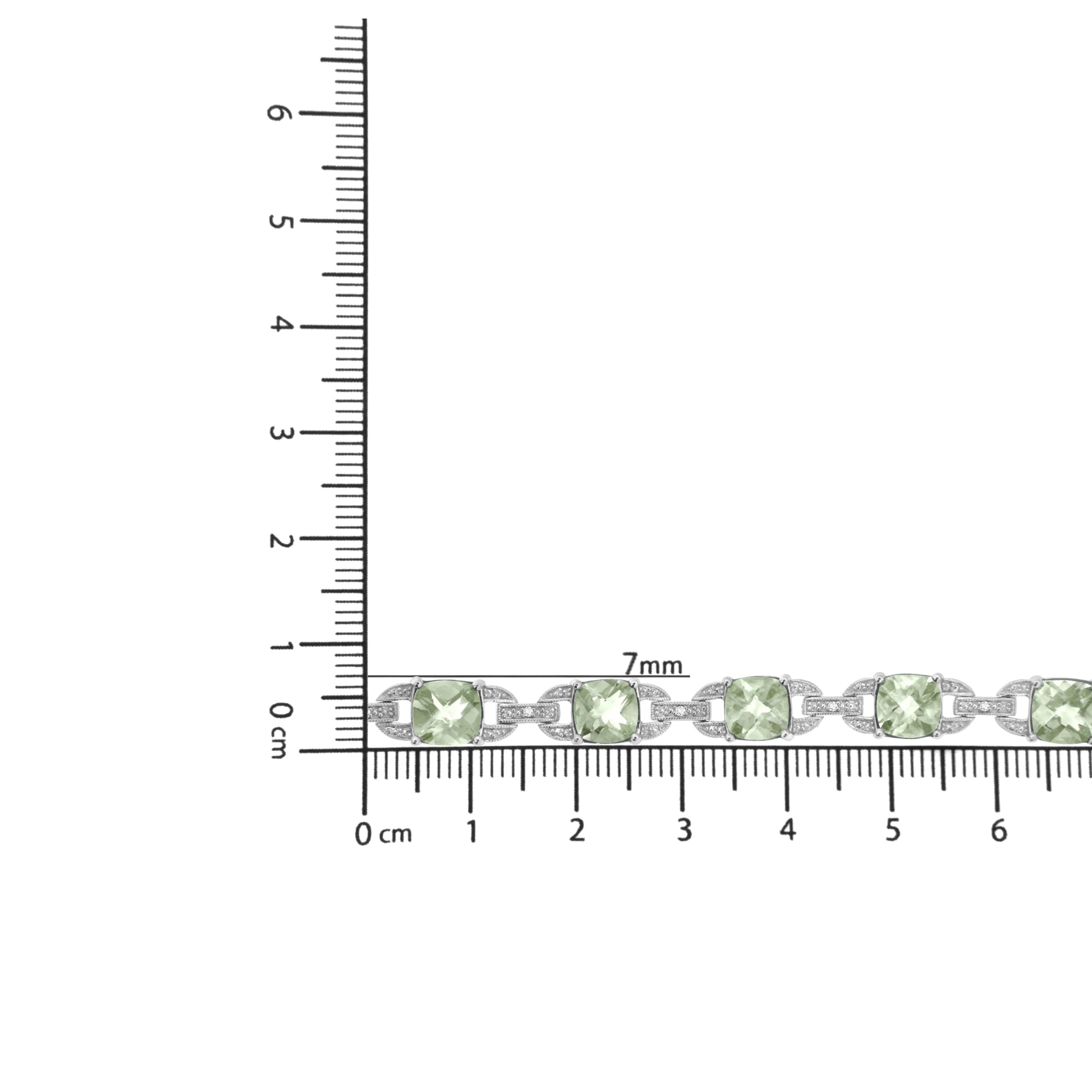 .925 Sterling Silver 7x7 mm Cushion Cut Green Amethyst and 1/20 cttw Round Cut Diamond Fashion Tennis Bracelet (I-J Color, I1-I2 Clarity) - 7" | Fashionsarah.com
