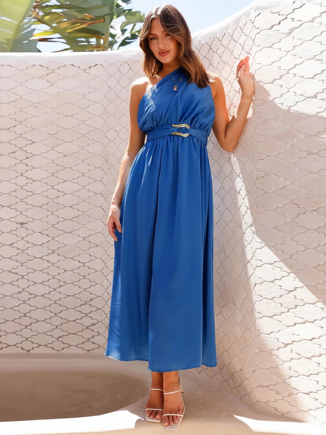 Single Shoulder Midi Dress | Fashionsarah.com