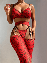 Load image into Gallery viewer, 4-Piece Leopard Mesh Lingerie Set | Fashionsarah.com