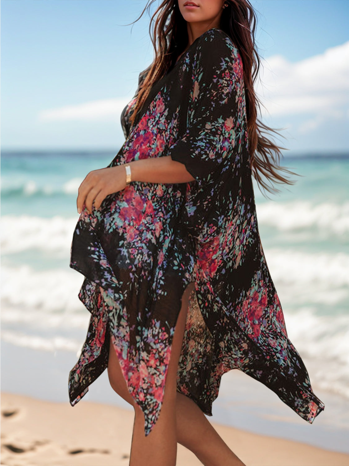 Printed Open Front Cover-Up | Fashionsarah.com