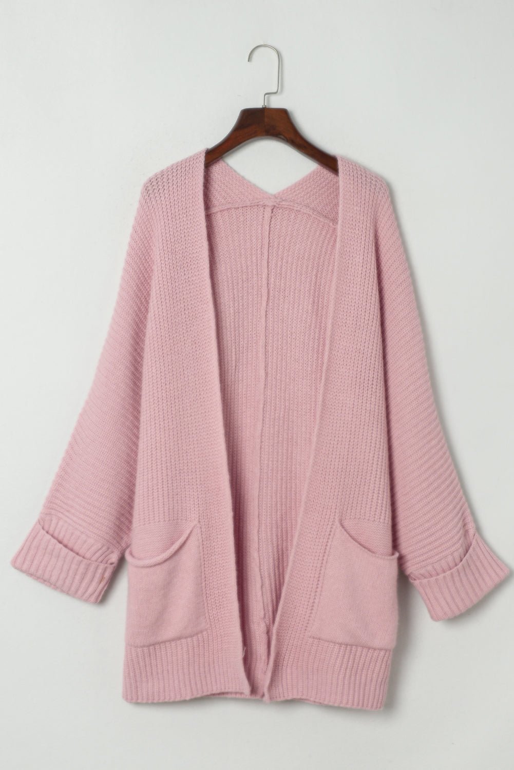 Pink Oversized Fold Over Sleeve Sweater Cardigan | Fashionsarah.com