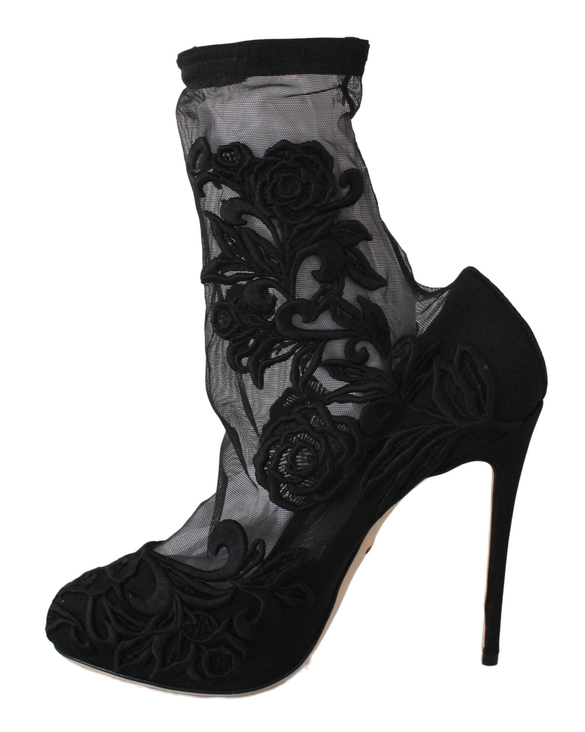 Dolce & Gabbana Black Roses Stilettos | Fashionsarah.com