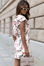 Load image into Gallery viewer, White Ruffled One Shoulder Tie High Waist Floral Dress | Fashionsarah.com