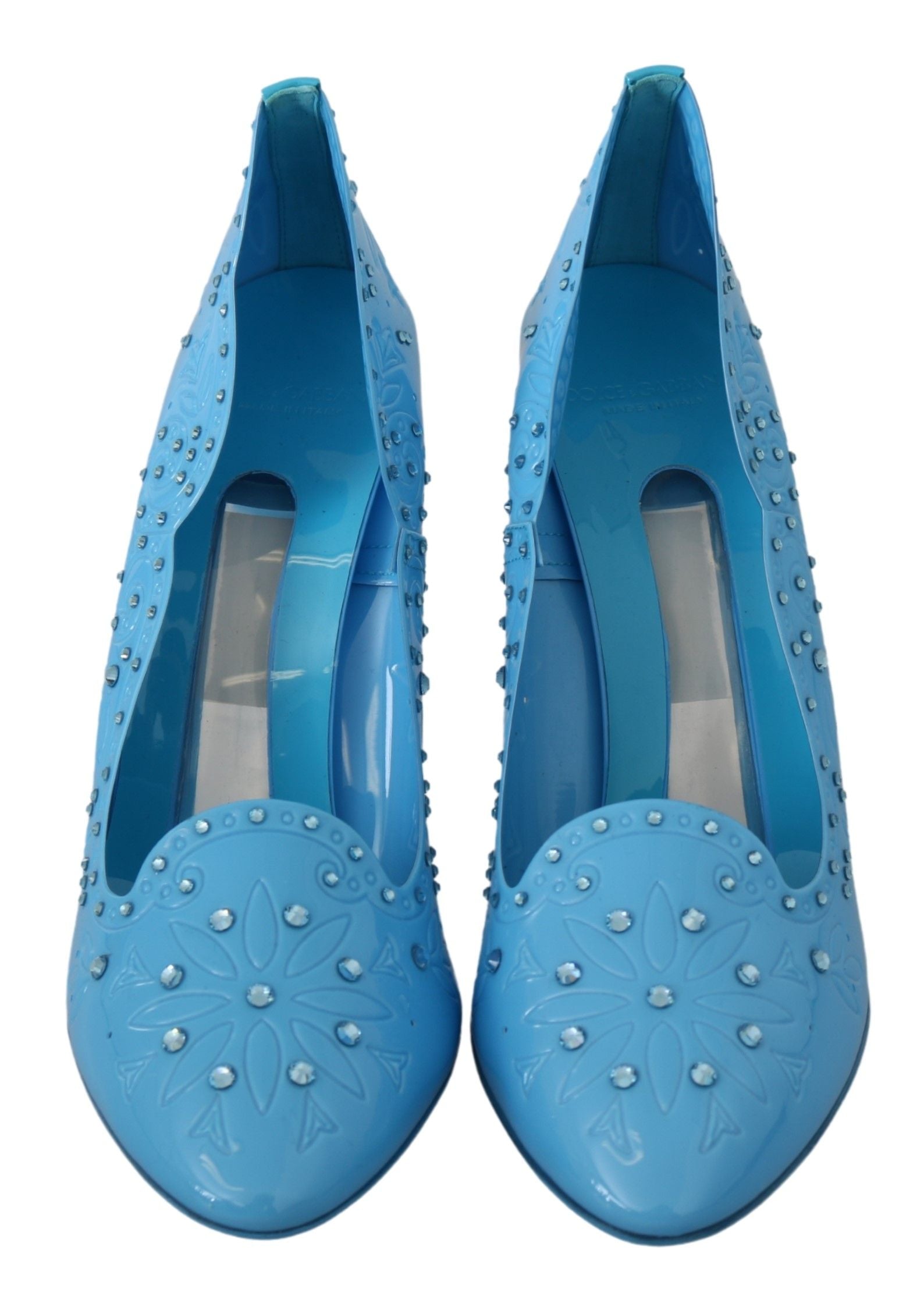 Dolce & Gabbana Blue Crystal Floral CINDERELLA Heels Shoes | Fashionsarah.com