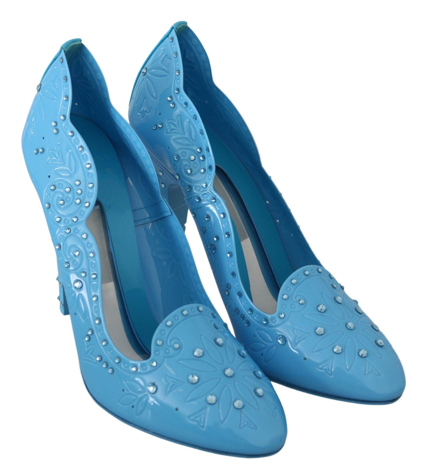 Dolce & Gabbana Blue Crystal Floral CINDERELLA Heels Shoes | Fashionsarah.com