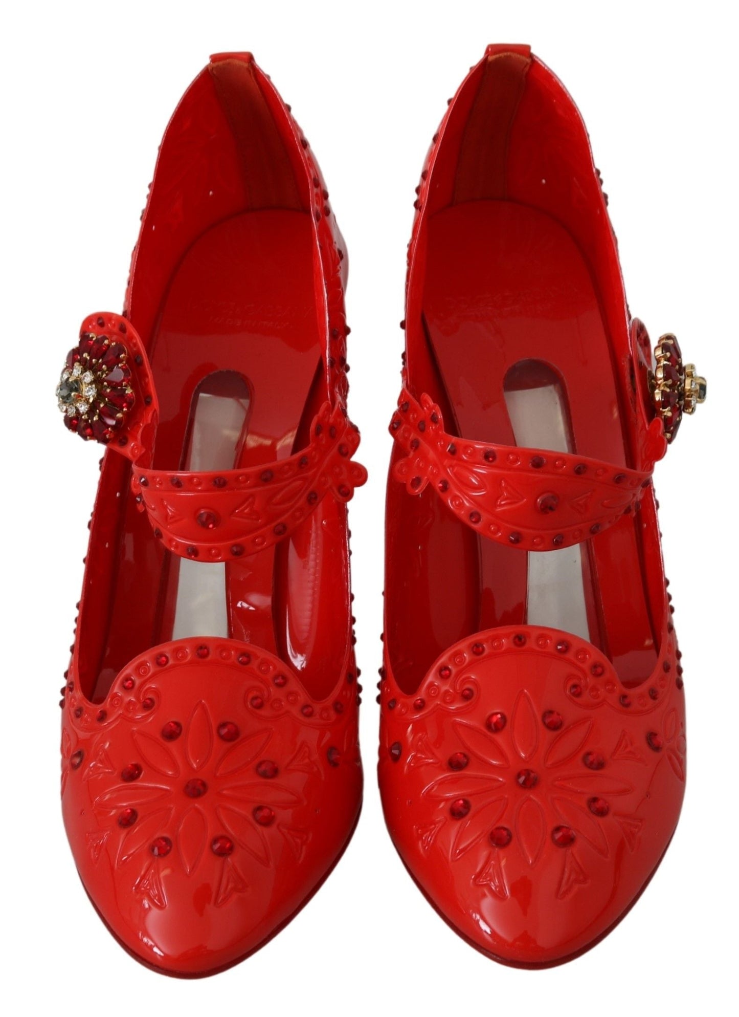 Dolce & Gabbana Red Floral Crystal CINDERELLA Heels Shoes | Fashionsarah.com