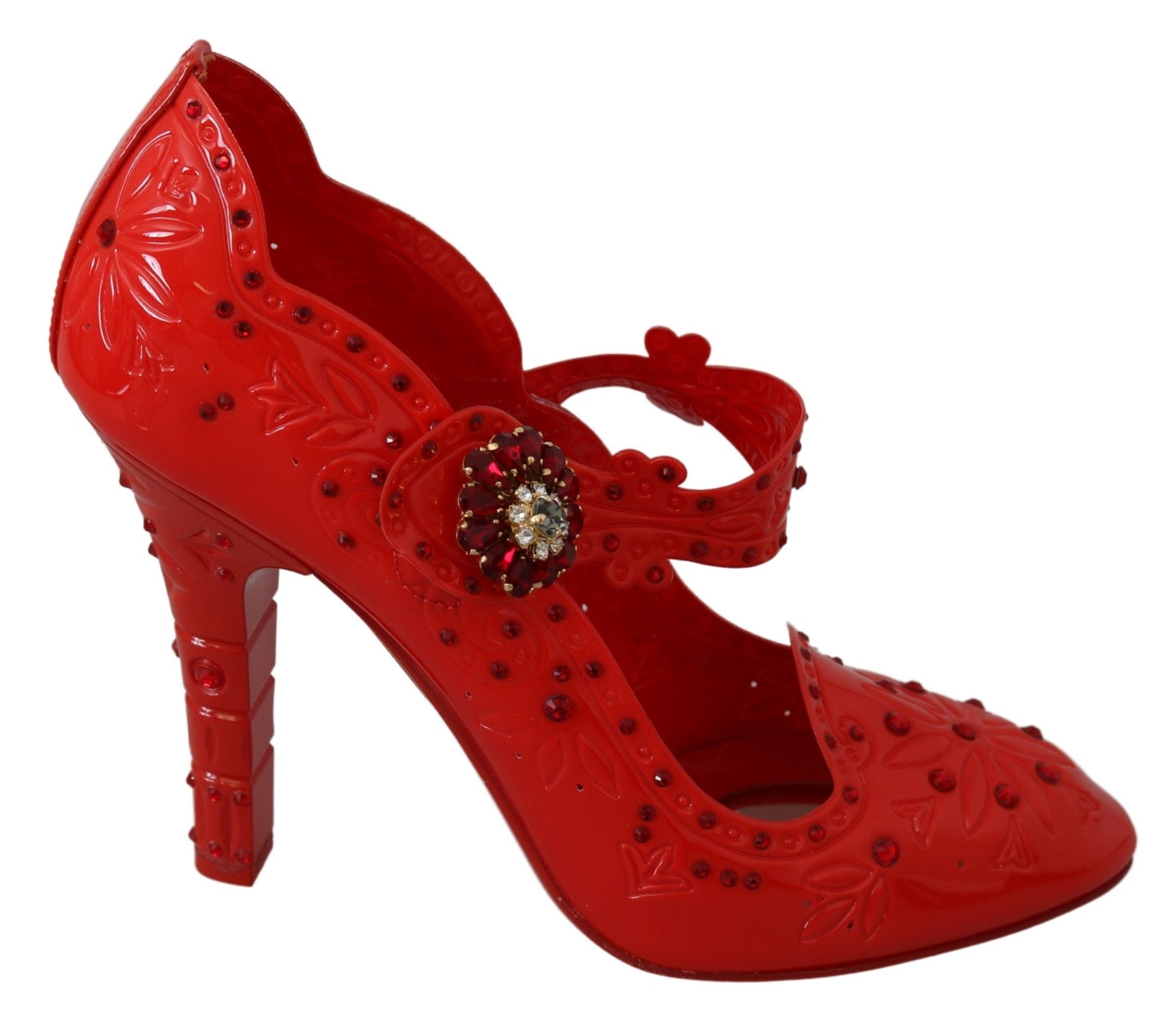 Dolce & Gabbana Red Floral Crystal CINDERELLA Heels Shoes | Fashionsarah.com