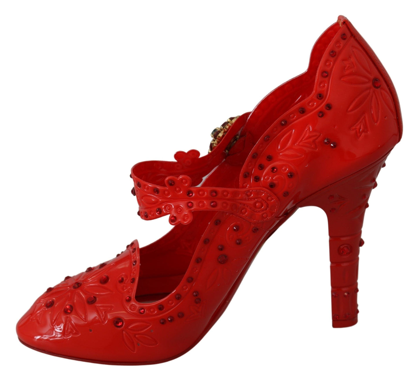 Dolce & Gabbana Red Floral Crystal CINDERELLA Heels Shoes | Fashionsarah.com