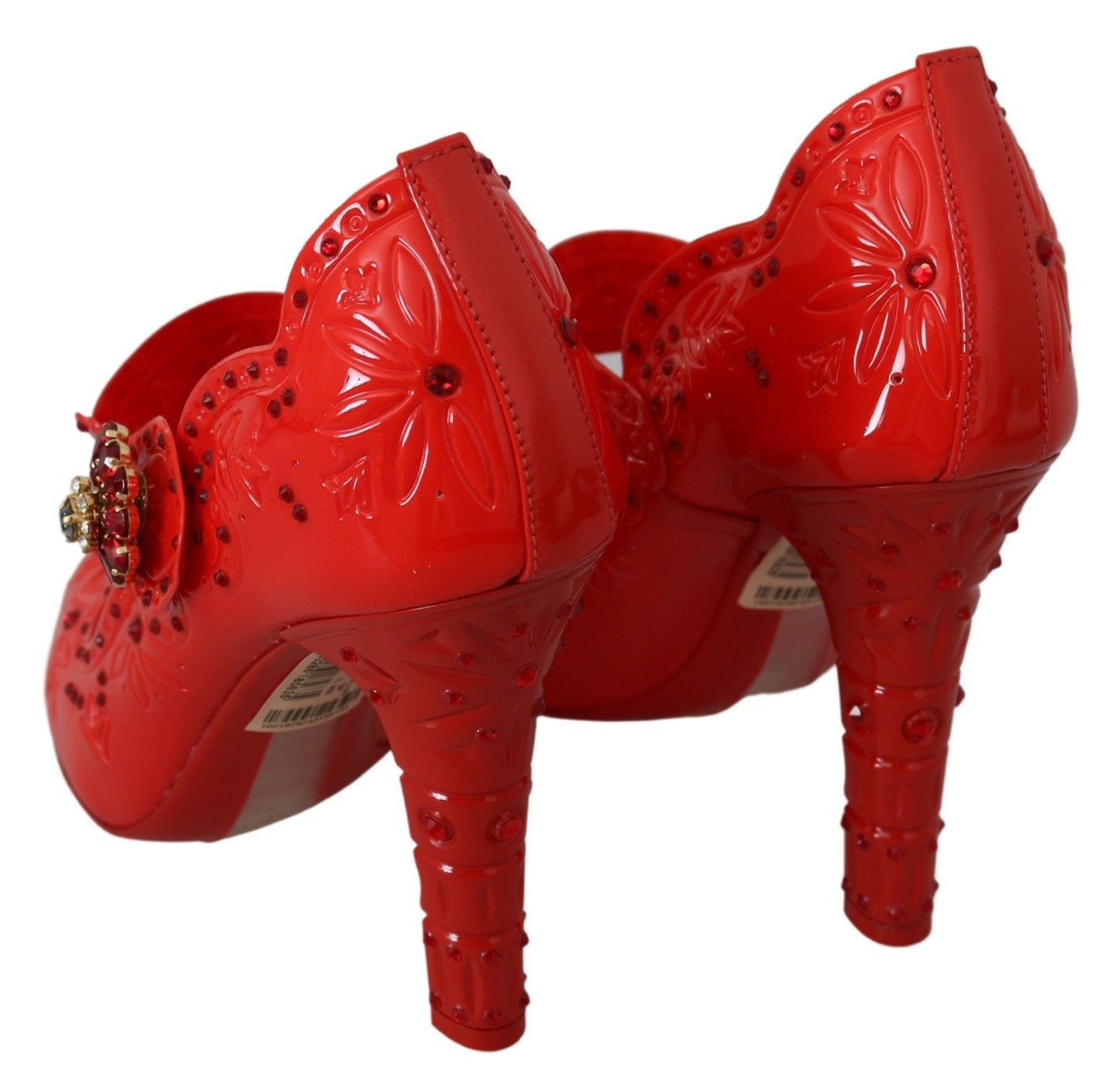 Dolce & Gabbana Red Floral Crystal CINDERELLA Heels Shoes | Fashionsarah.com