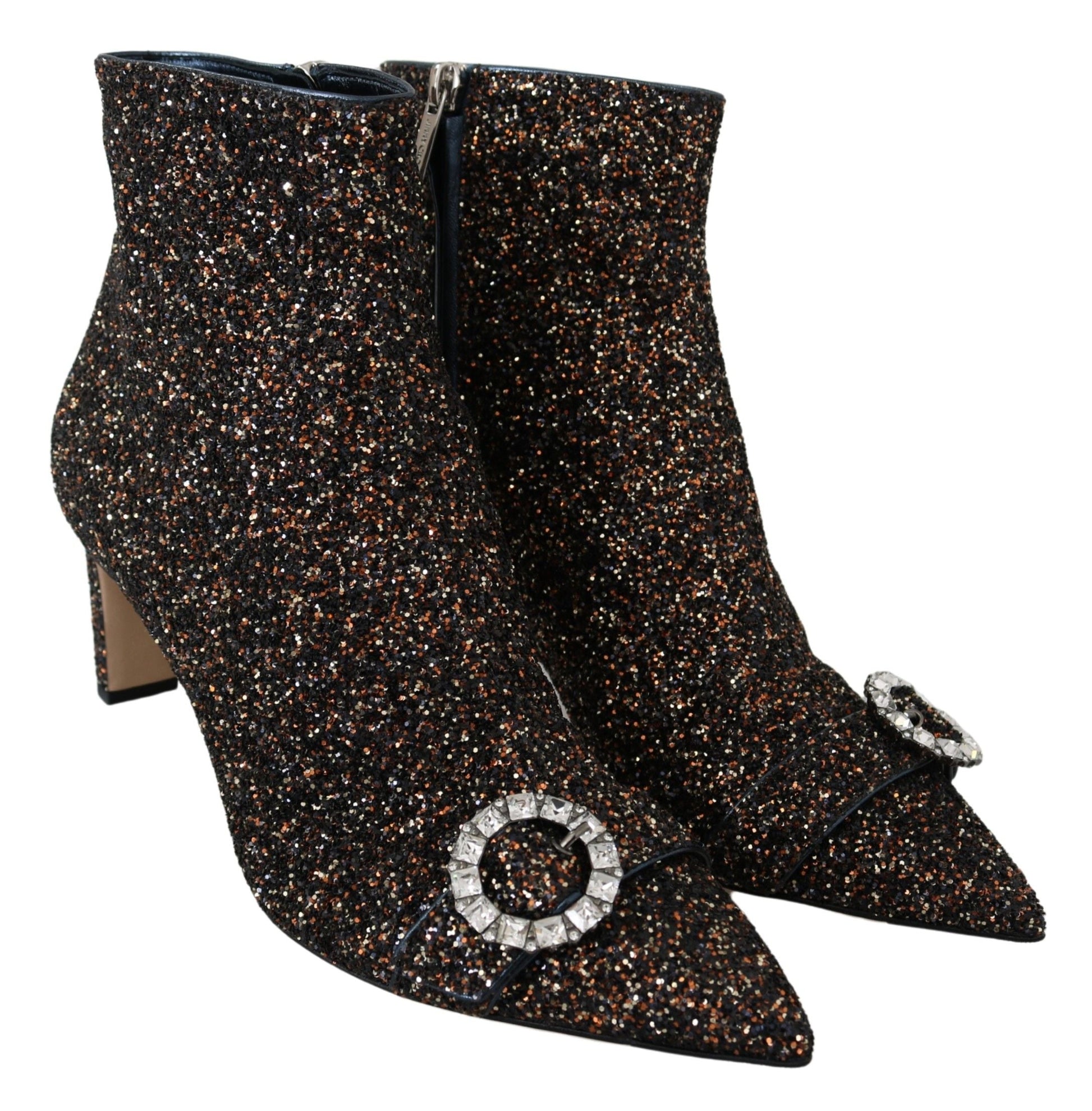 Jimmy Choo Mix Fabric Glitter Leather Hanover 65 Boots Shoes | Fashionsarah.com