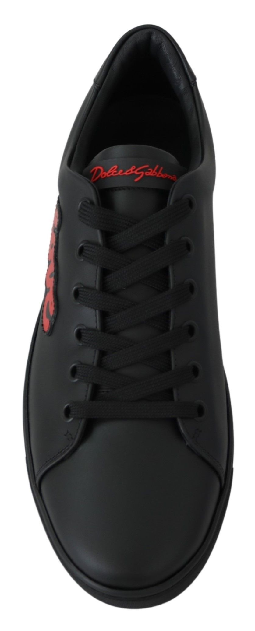 Dolce & Gabbana Elegant Leather Sneakers with Red Accents | Fashionsarah.com