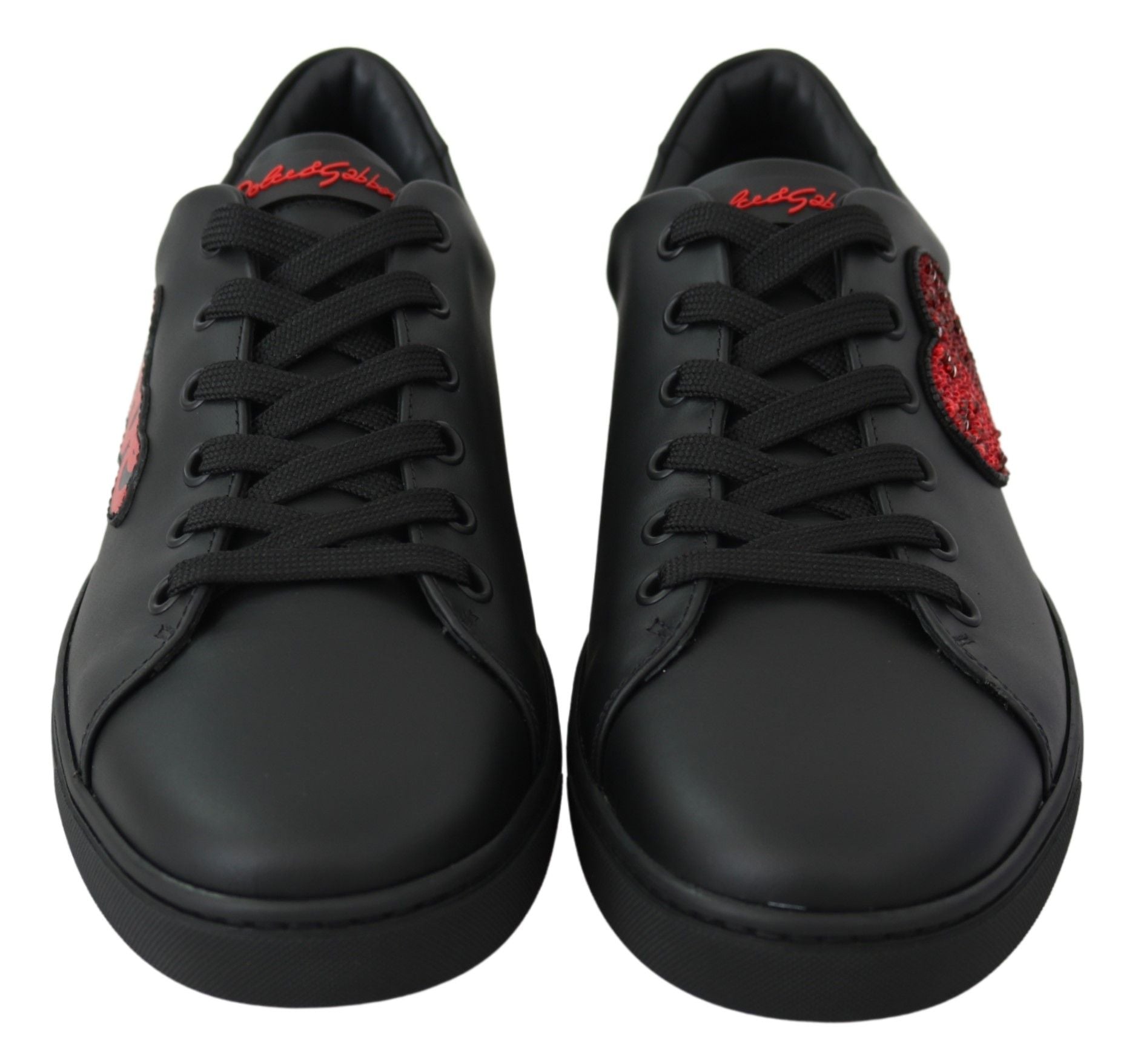 Dolce & Gabbana Elegant Leather Sneakers with Red Accents | Fashionsarah.com