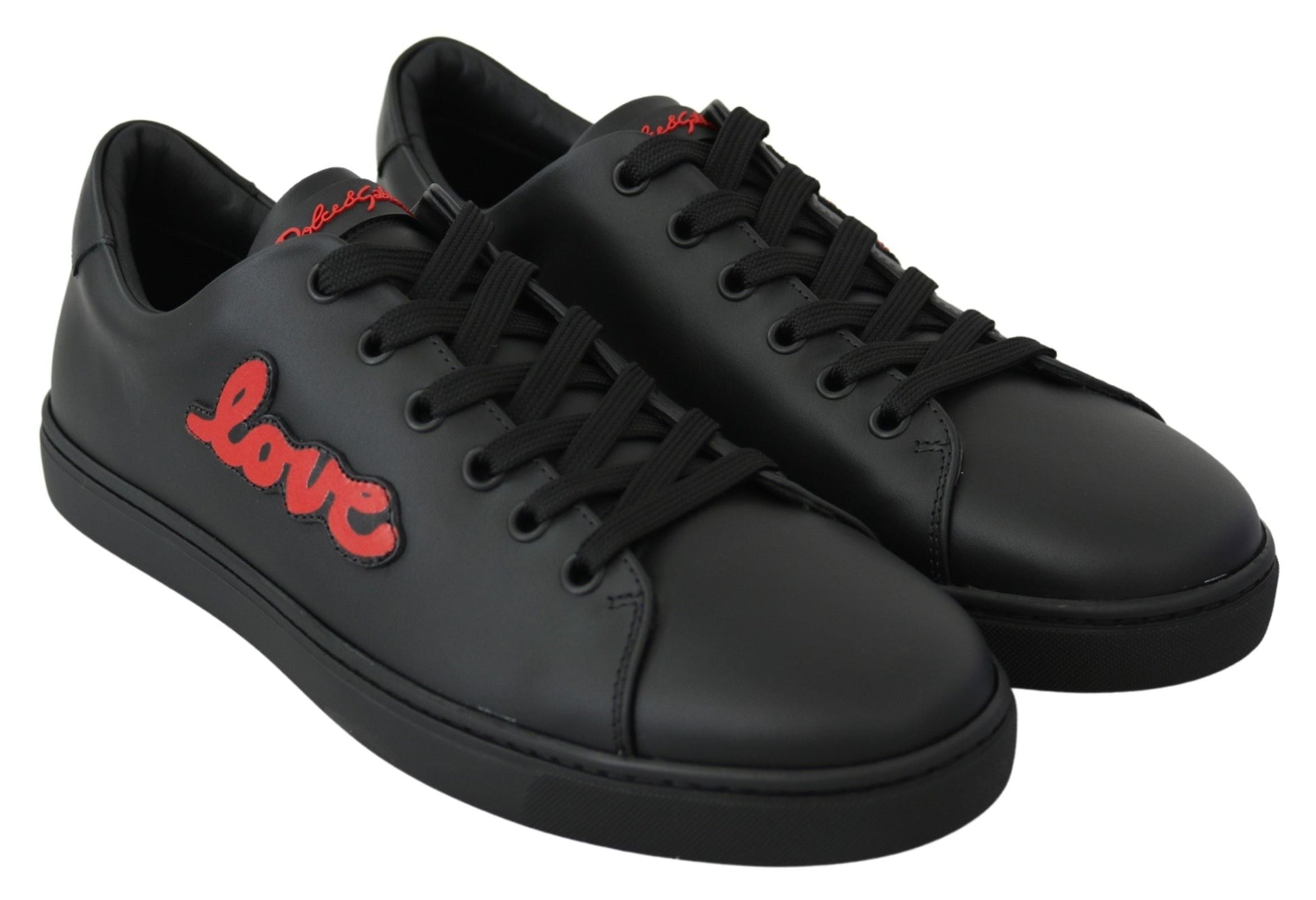 Dolce & Gabbana Elegant Leather Sneakers with Red Accents | Fashionsarah.com