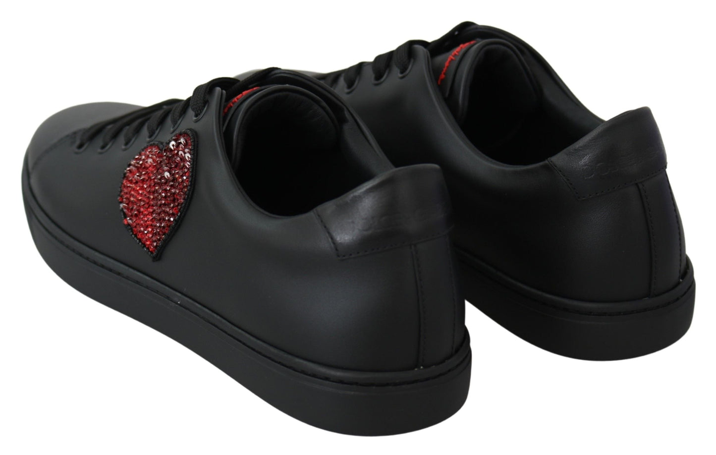 Dolce & Gabbana Elegant Leather Sneakers with Red Accents | Fashionsarah.com