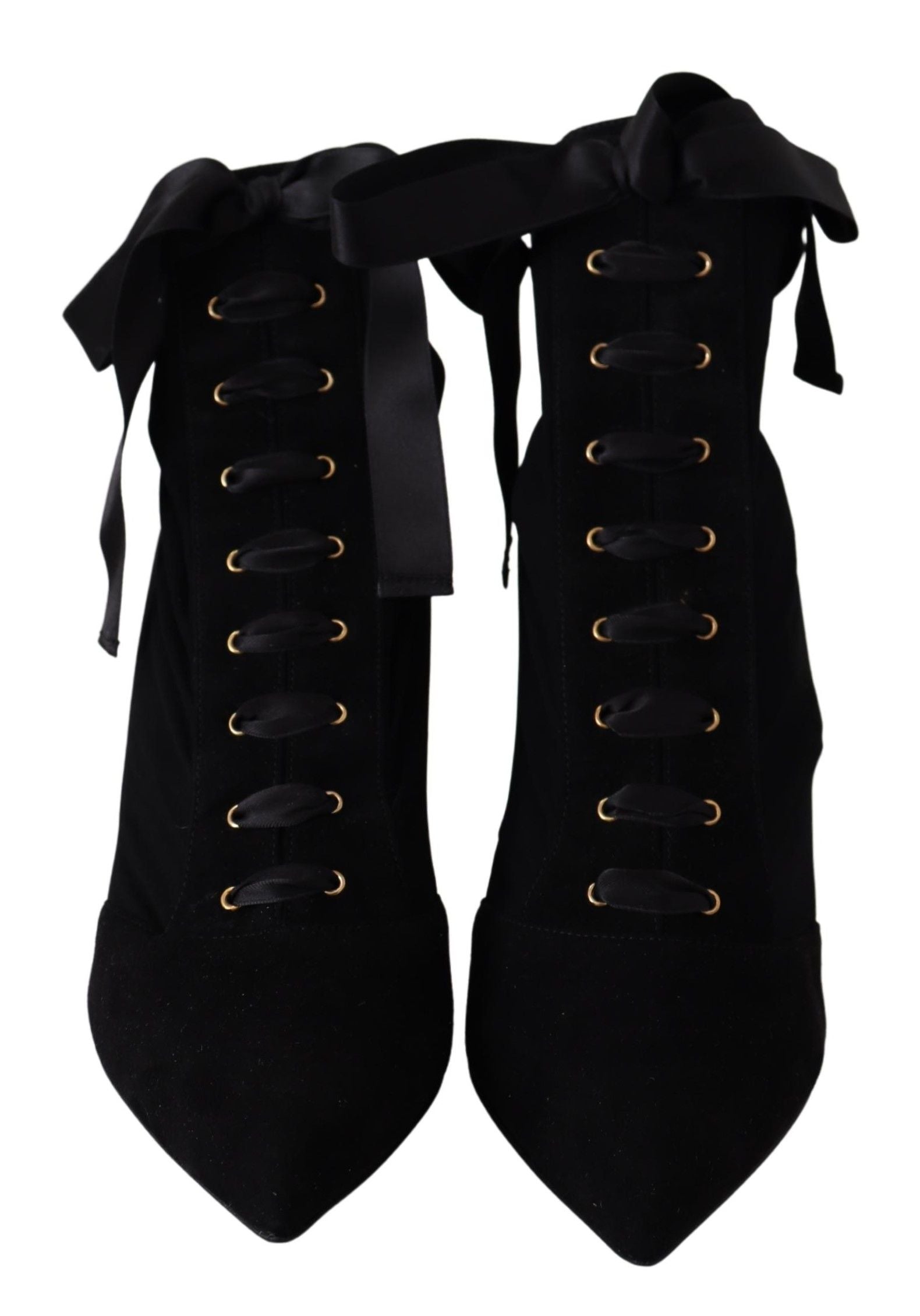 Dolce & Gabbana Black Stretch Short Ankle Boots Shoes | Fashionsarah.com