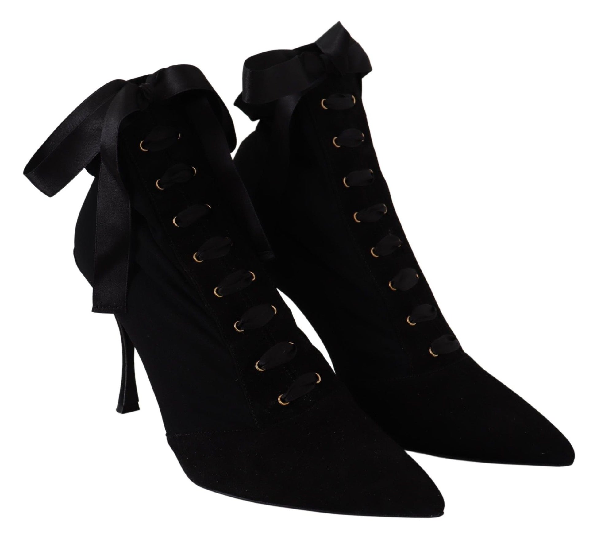 Dolce & Gabbana Black Stretch Short Ankle Boots Shoes | Fashionsarah.com