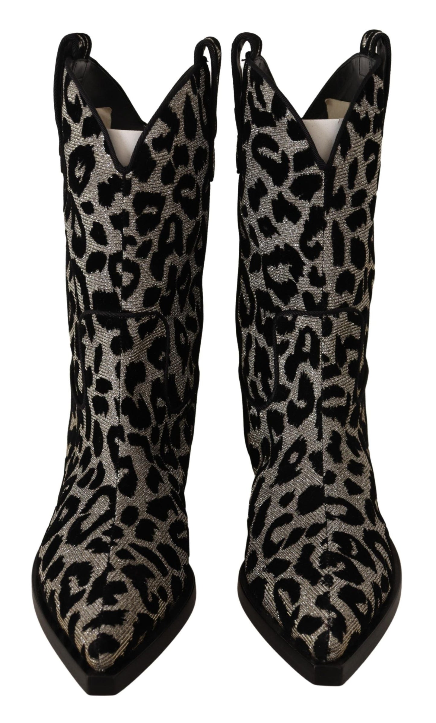 Dolce & Gabbana Gray Black Leopard Cowboy Women Boots | Fashionsarah.com