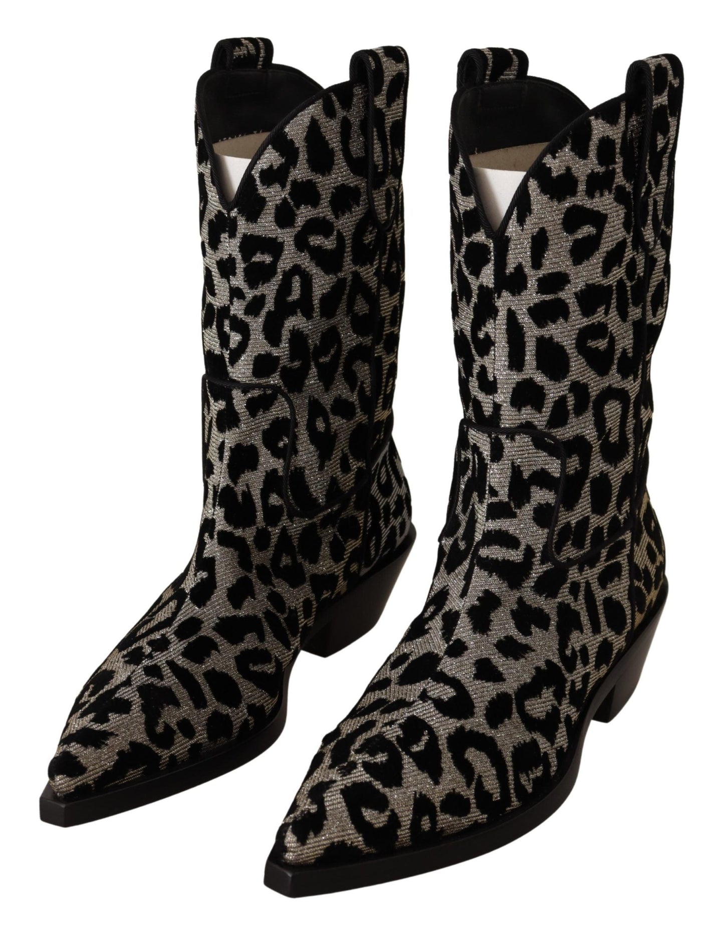 Dolce & Gabbana Gray Black Leopard Cowboy Women Boots | Fashionsarah.com