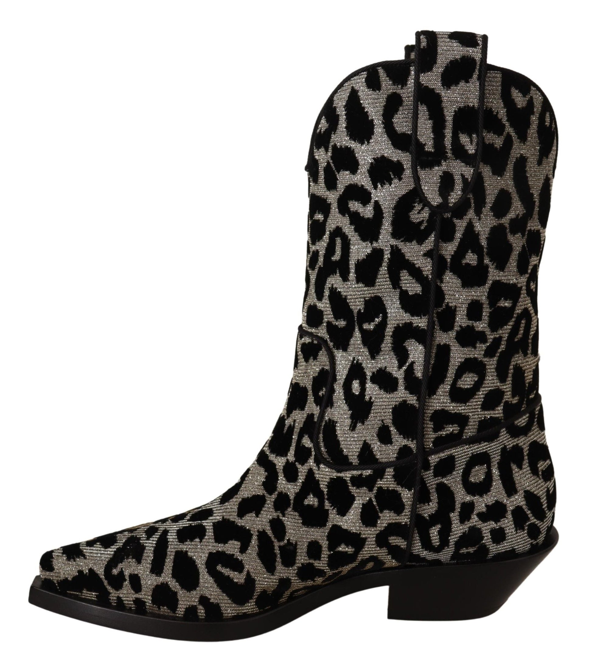 Dolce & Gabbana Gray Black Leopard Cowboy Women Boots | Fashionsarah.com