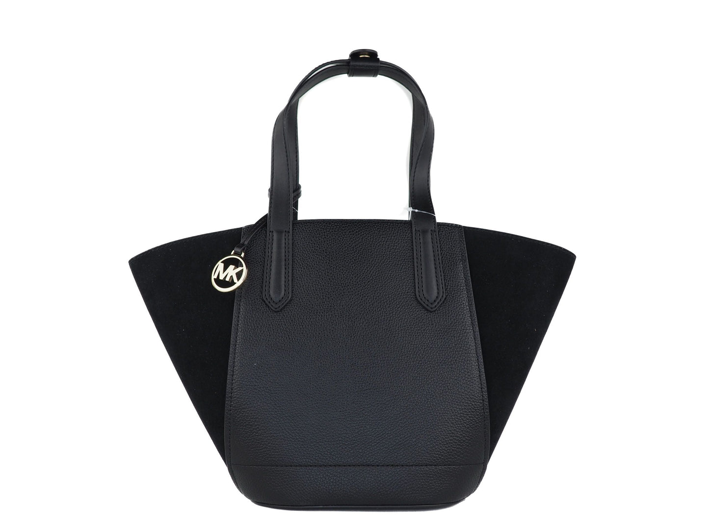 Michael Kors Portia Small Pebbled Leather Suede Tote Handbag (Black) | Fashionsarah.com