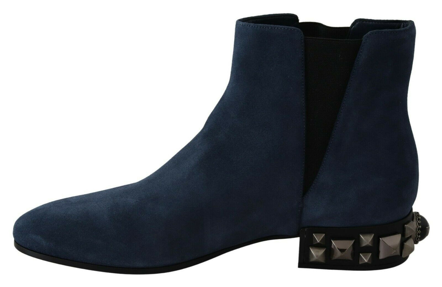 Dolce & Gabbana Blue Suede Embellished Studded Women Booties | Fashionsarah.com