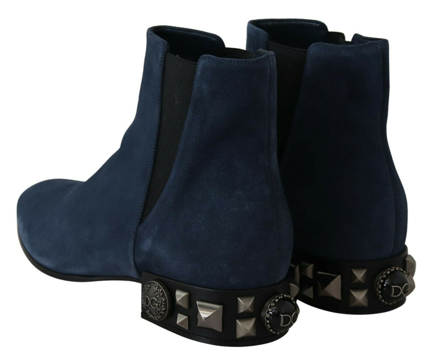 Dolce & Gabbana Blue Suede Embellished Studded Women Booties | Fashionsarah.com