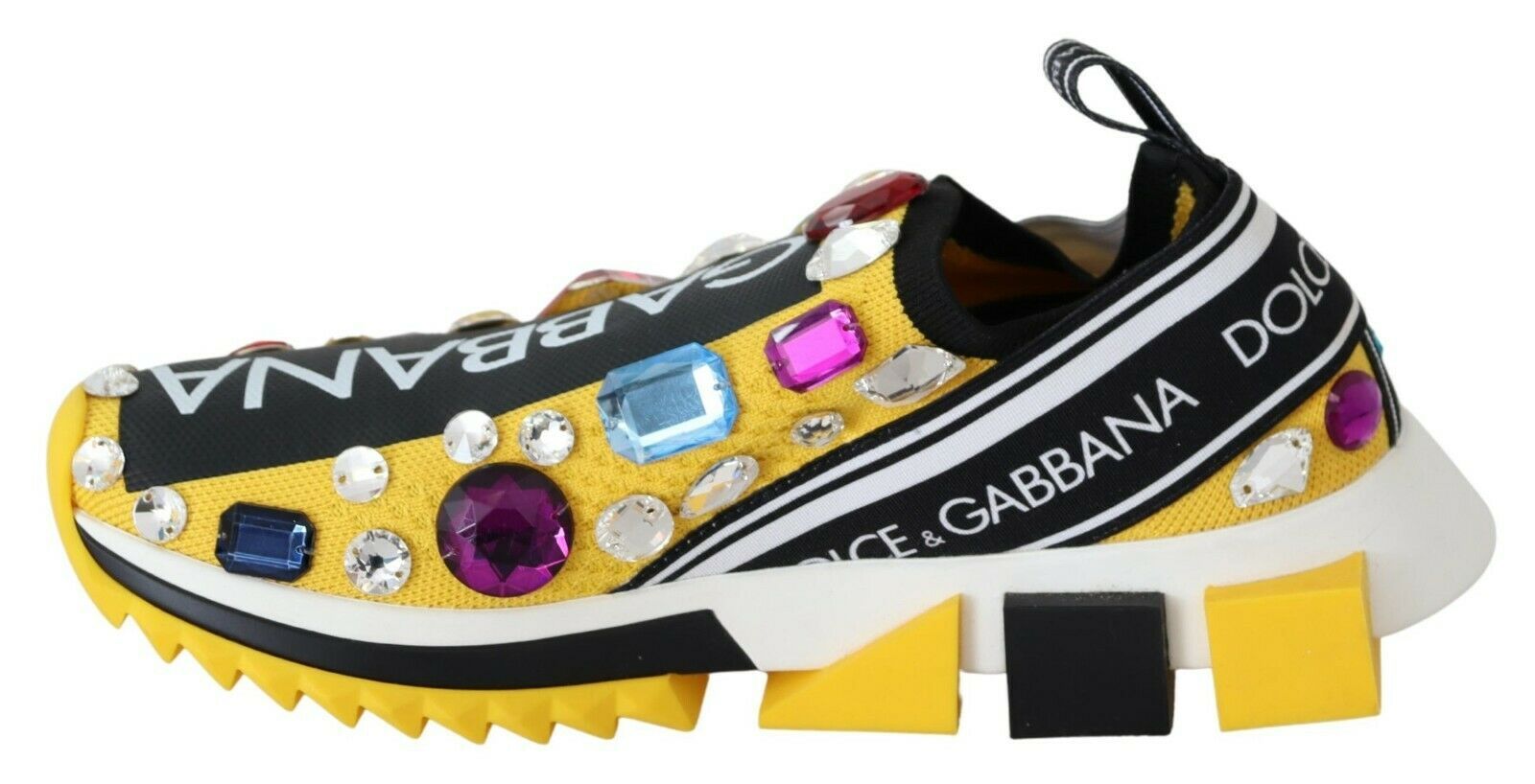 Dolce & Gabbana Embellished Yellow Sorrento Sneakers | Fashionsarah.com