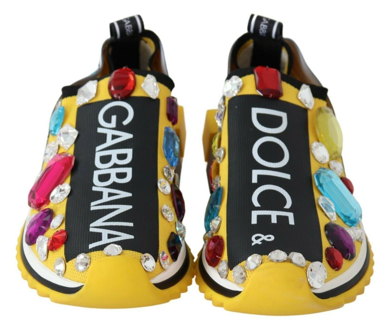 Dolce & Gabbana Embellished Yellow Sorrento Sneakers | Fashionsarah.com