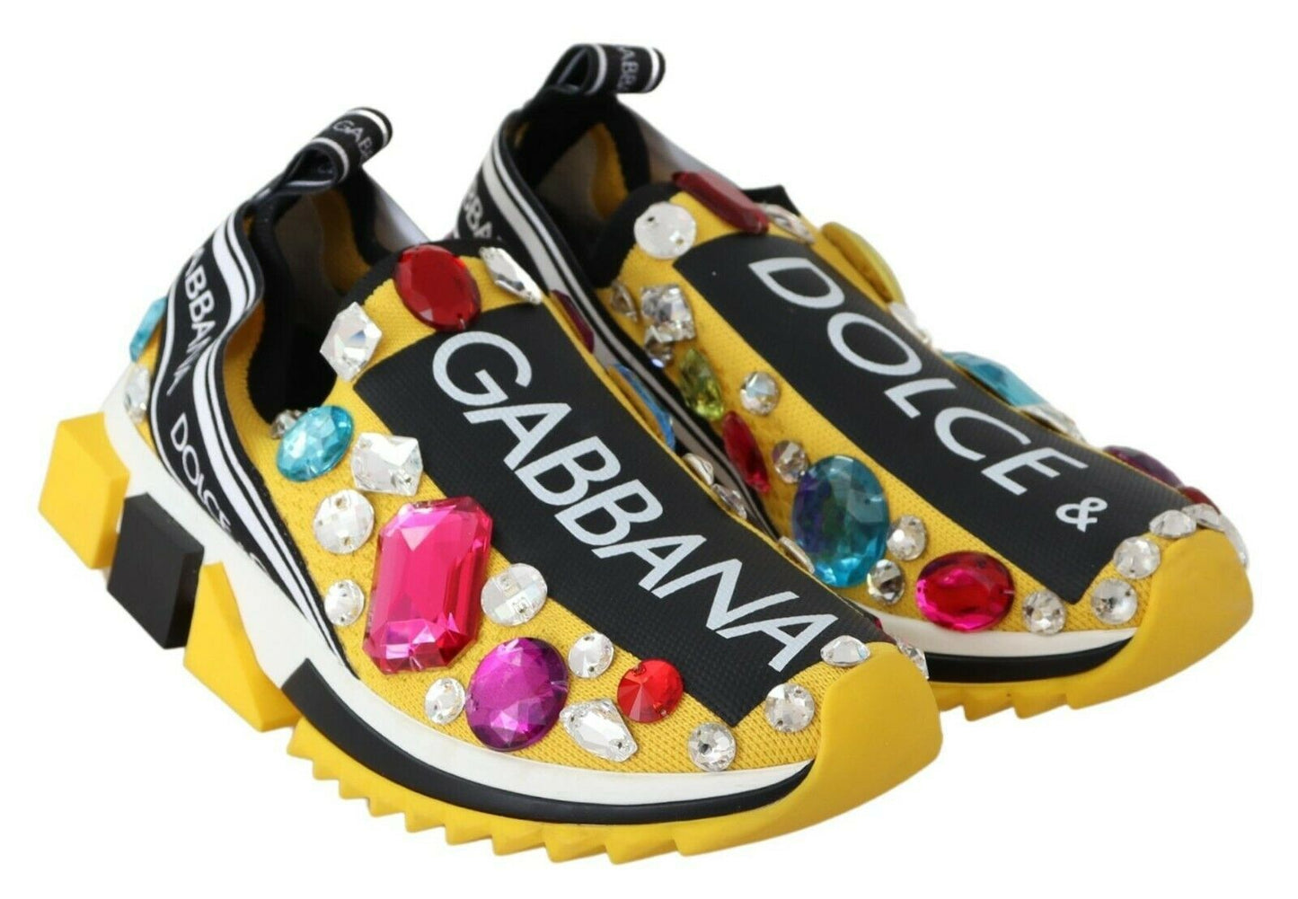 Dolce & Gabbana Embellished Yellow Sorrento Sneakers | Fashionsarah.com