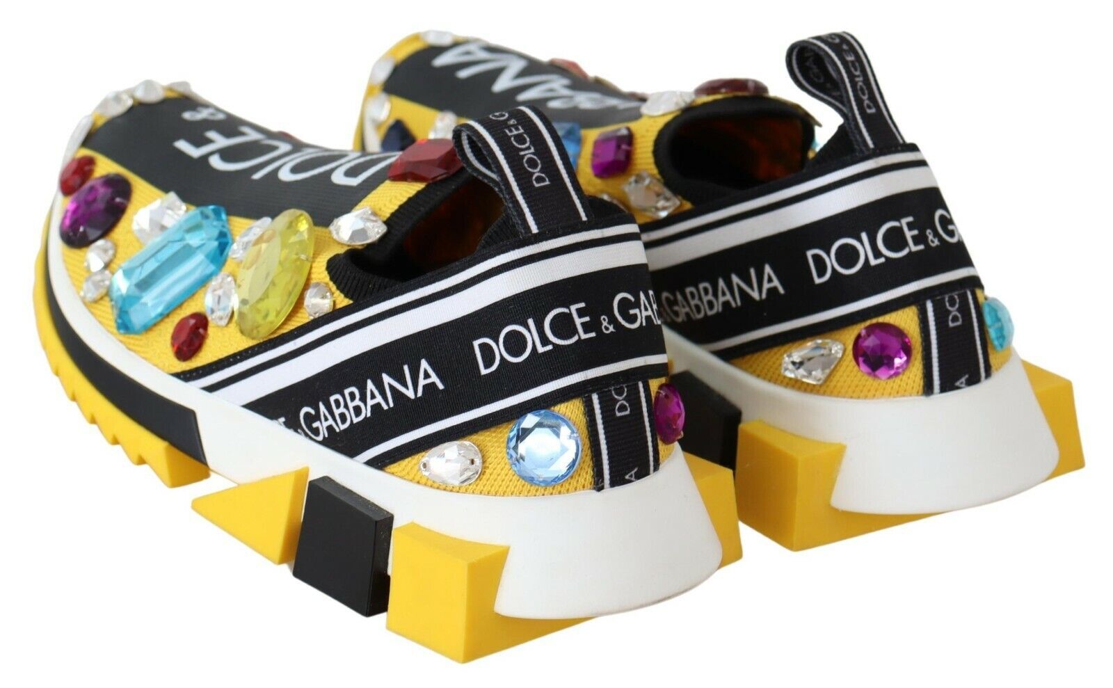 Dolce & Gabbana Embellished Yellow Sorrento Sneakers | Fashionsarah.com