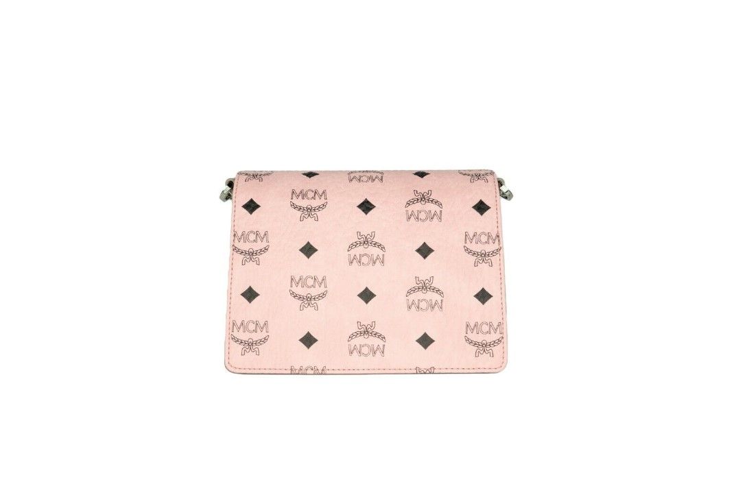 MCM Signature Soft Pink Diamond Leather Mini Flap Lock Crossbody | Fashionsarah.com