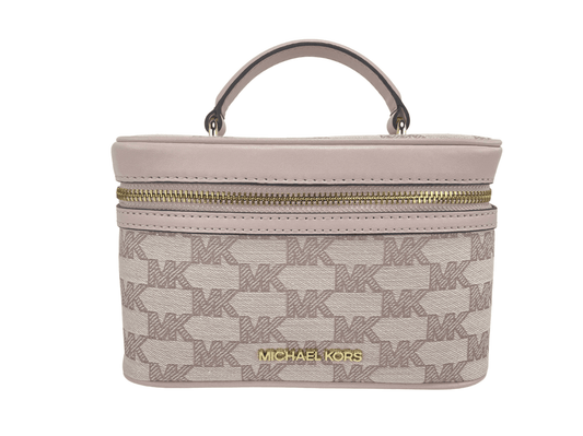 Michael Kors Jet Set Medium Powder Blush Jacquard Canvas Zip Trunk Crossbody Bag | Fashionsarah.com