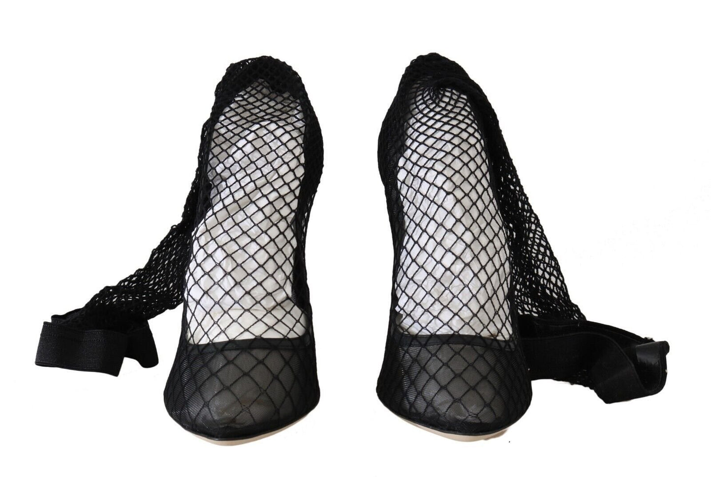 Dolce & Gabbana Black Netted Sock Heels Pumps Shoes | Fashionsarah.com