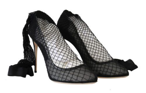 Dolce & Gabbana Black Netted Sock Heels Pumps Shoes | Fashionsarah.com