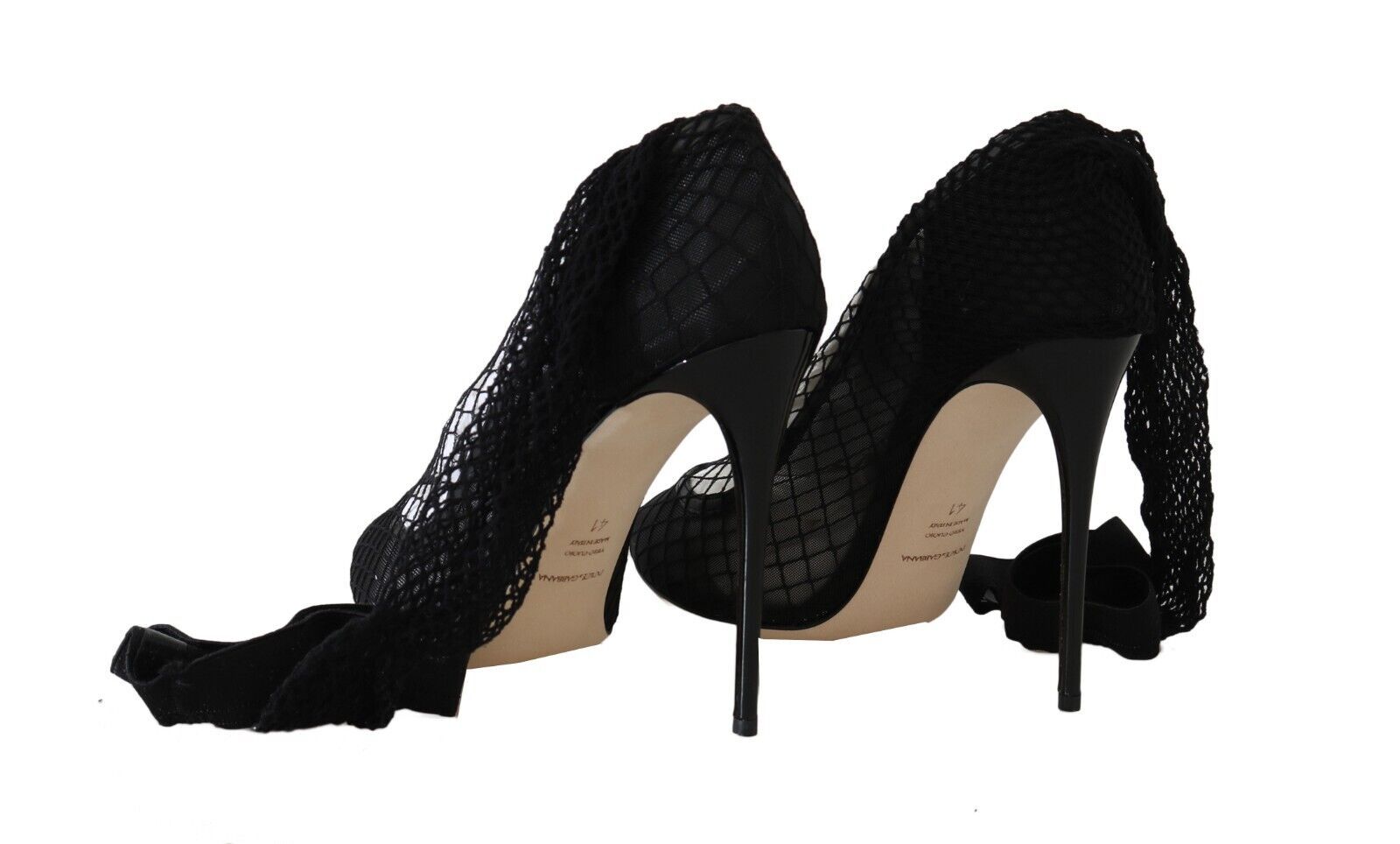 Dolce & Gabbana Black Netted Sock Heels Pumps Shoes | Fashionsarah.com