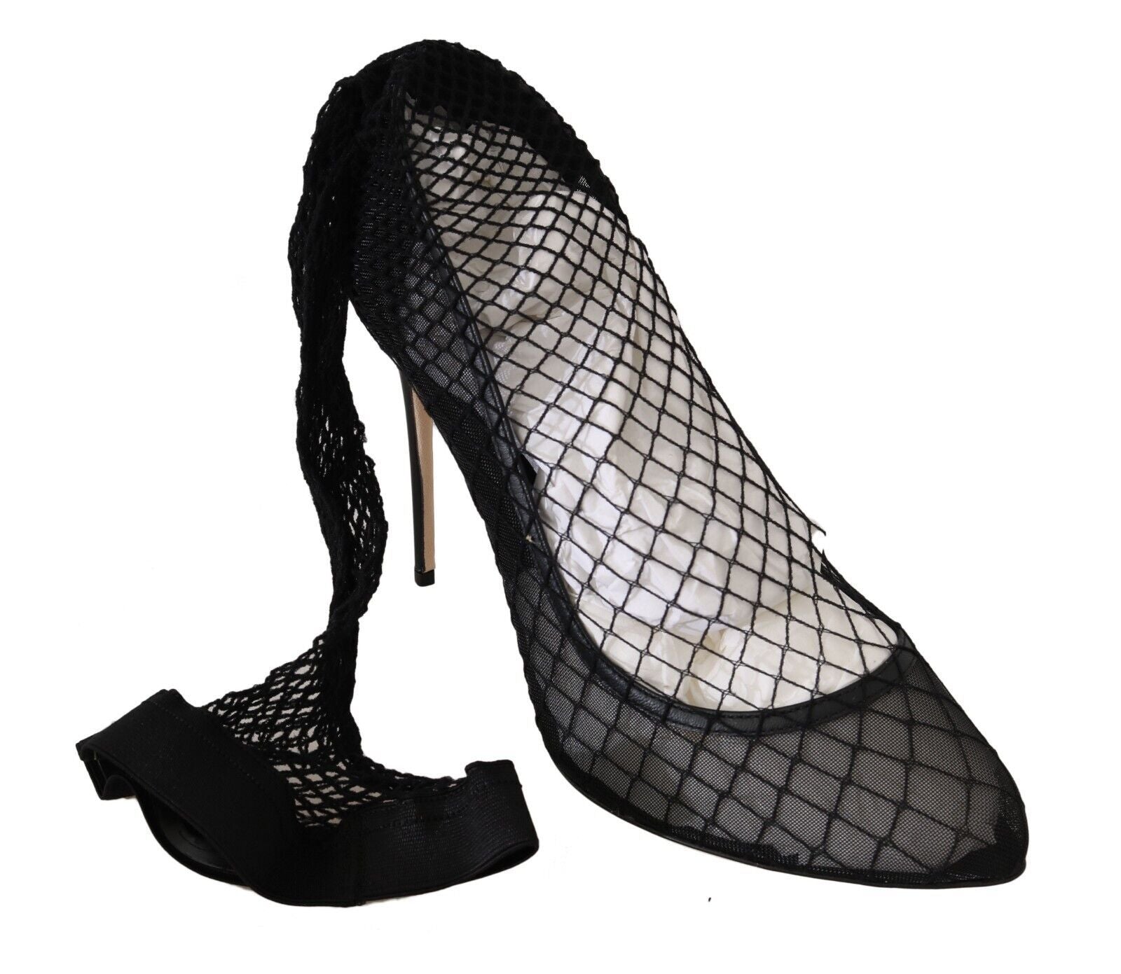 Dolce & Gabbana Black Netted Sock Heels Pumps Shoes | Fashionsarah.com