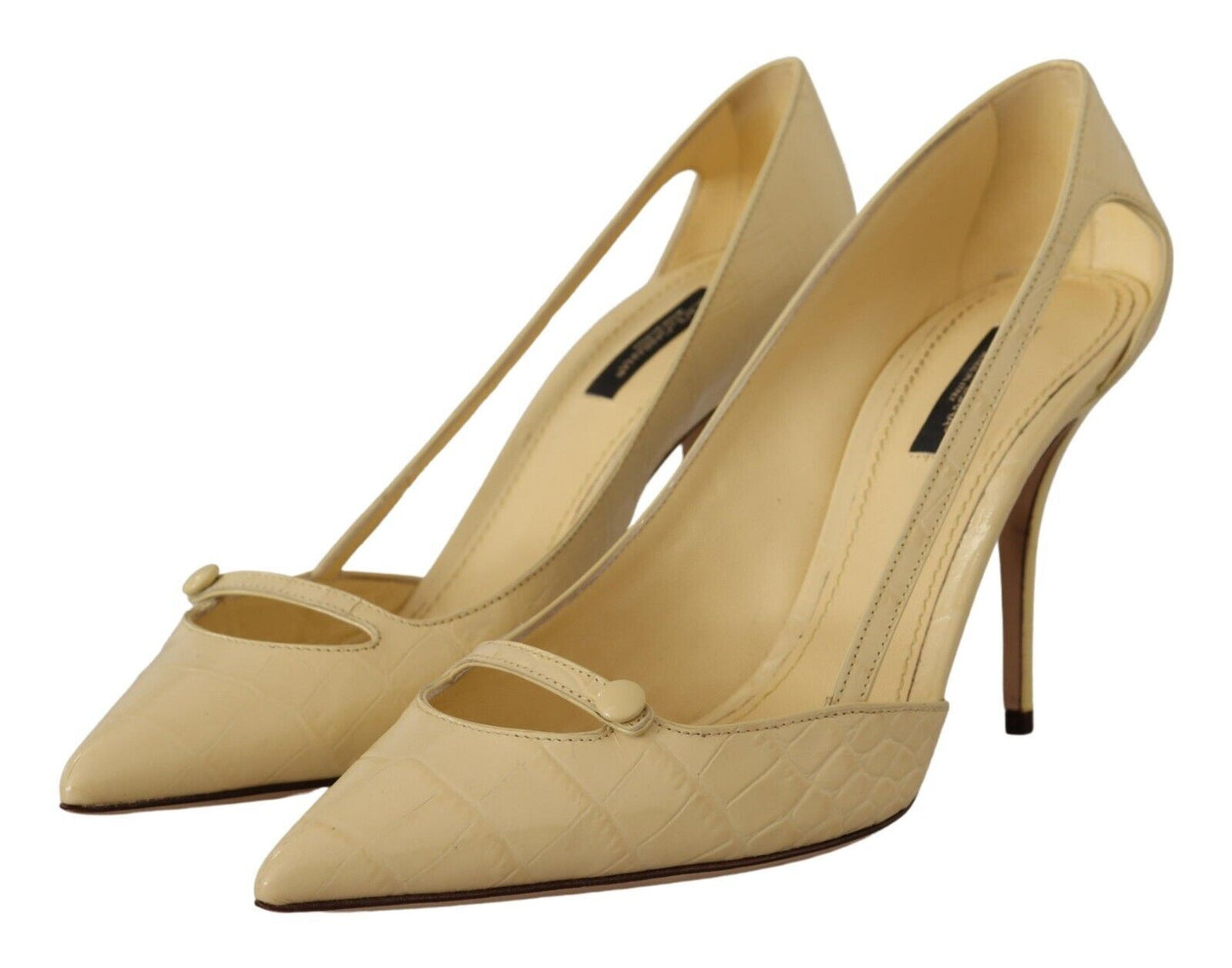 Dolce & Gabbana Yellow Exotic Leather Stiletto Heel Pumps Shoes | Fashionsarah.com