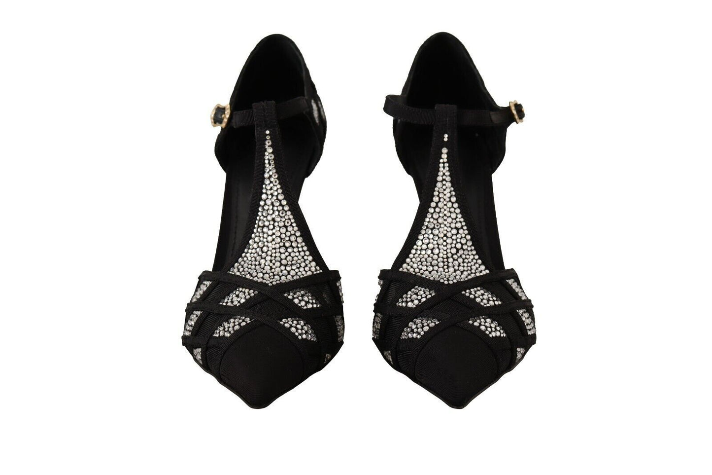 Dolce & Gabbana Black Crystals T-strap Heels | Fashionsarah.com