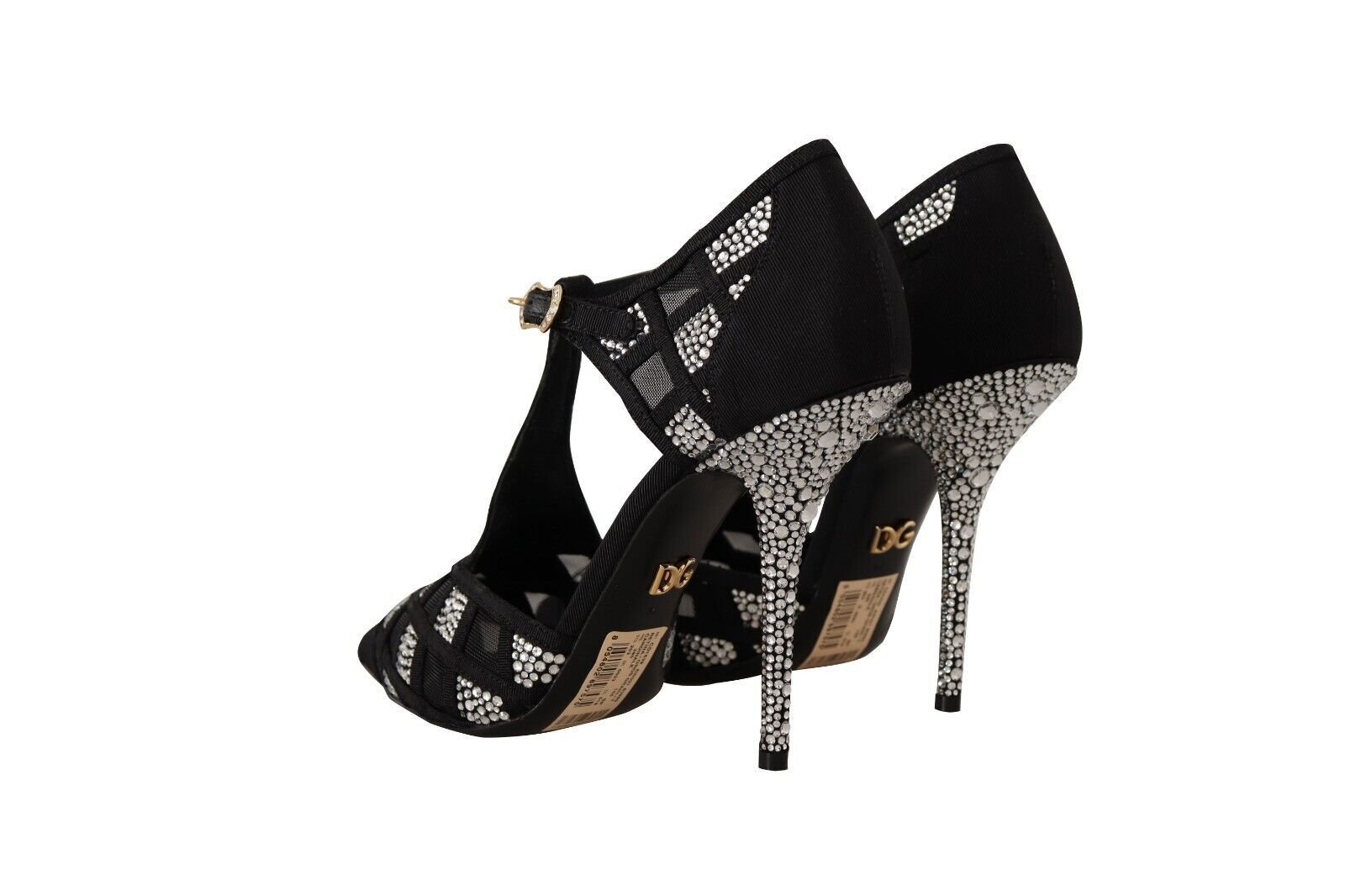 Dolce & Gabbana Black Crystals T-strap Heels | Fashionsarah.com