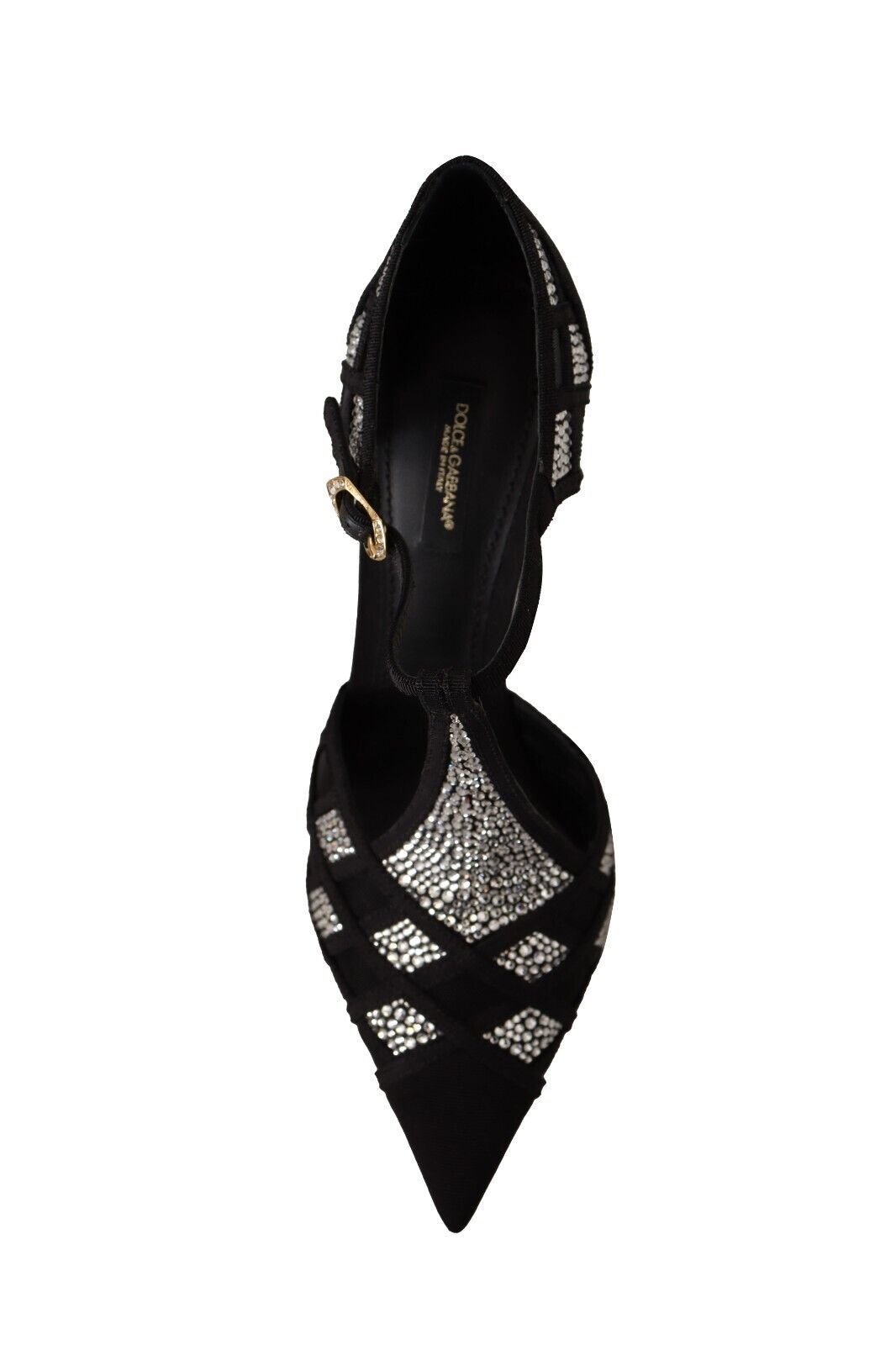 Dolce & Gabbana Black Crystals T-strap Heels | Fashionsarah.com