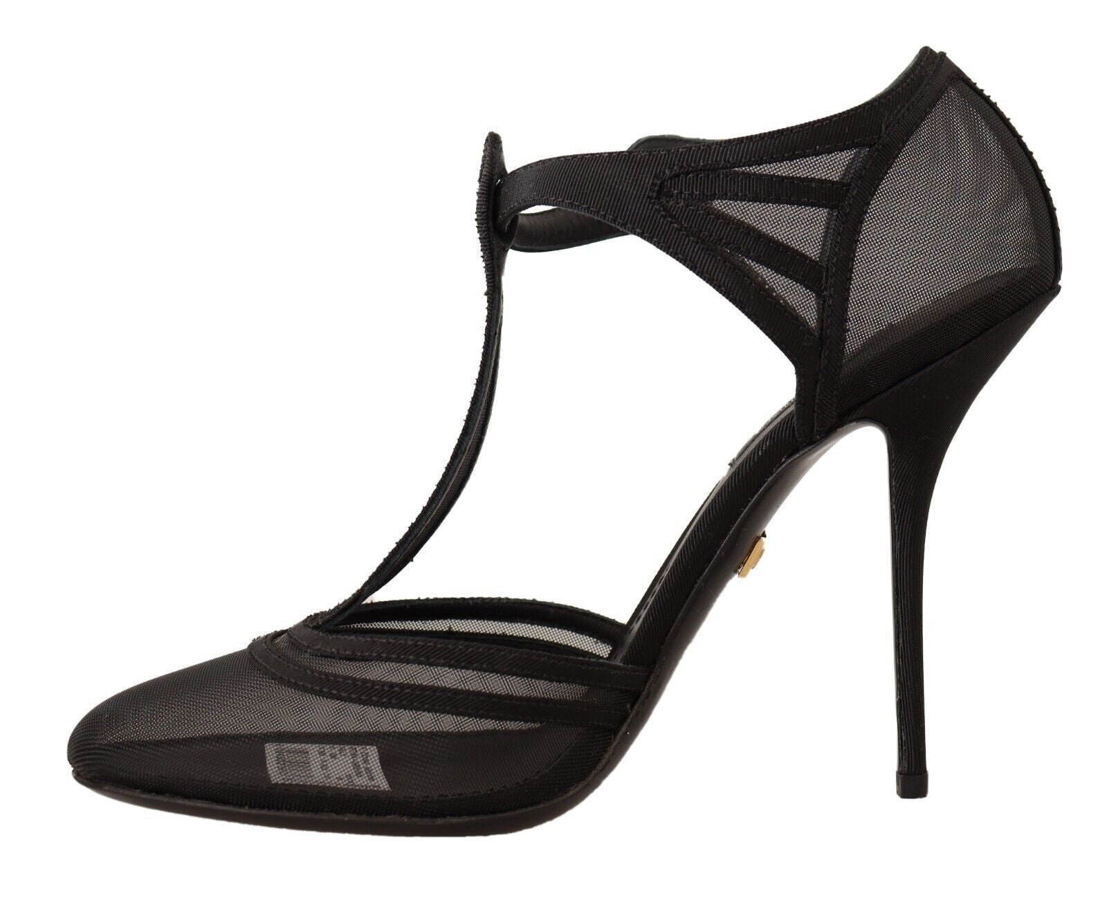 Dolce & Gabbana Black Mesh T-strap Stiletto Heels Pumps Shoes | Fashionsarah.com